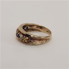 10K YELLOW GOLD MULTI COLORED STONE RING 3.4G SIZE 7